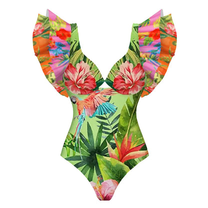 2026 New Sexy Ruffle Bikini Set Printed Brazilian Biquini Women Swimwear Skirt Bathing Suit Girls Summer Beachwear Dress