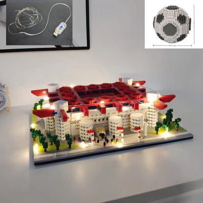 Knew Built Madrid Soccer Stadium with Soccer Ball Micro Blocks, Building Toys, Experience the Joy of Footballive, Good Deco Gift