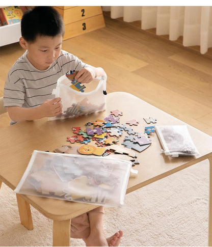 3pcs Toy storage bag 1pc building block puzzle sub-package bag children small particle zipper transparent finishing storage box