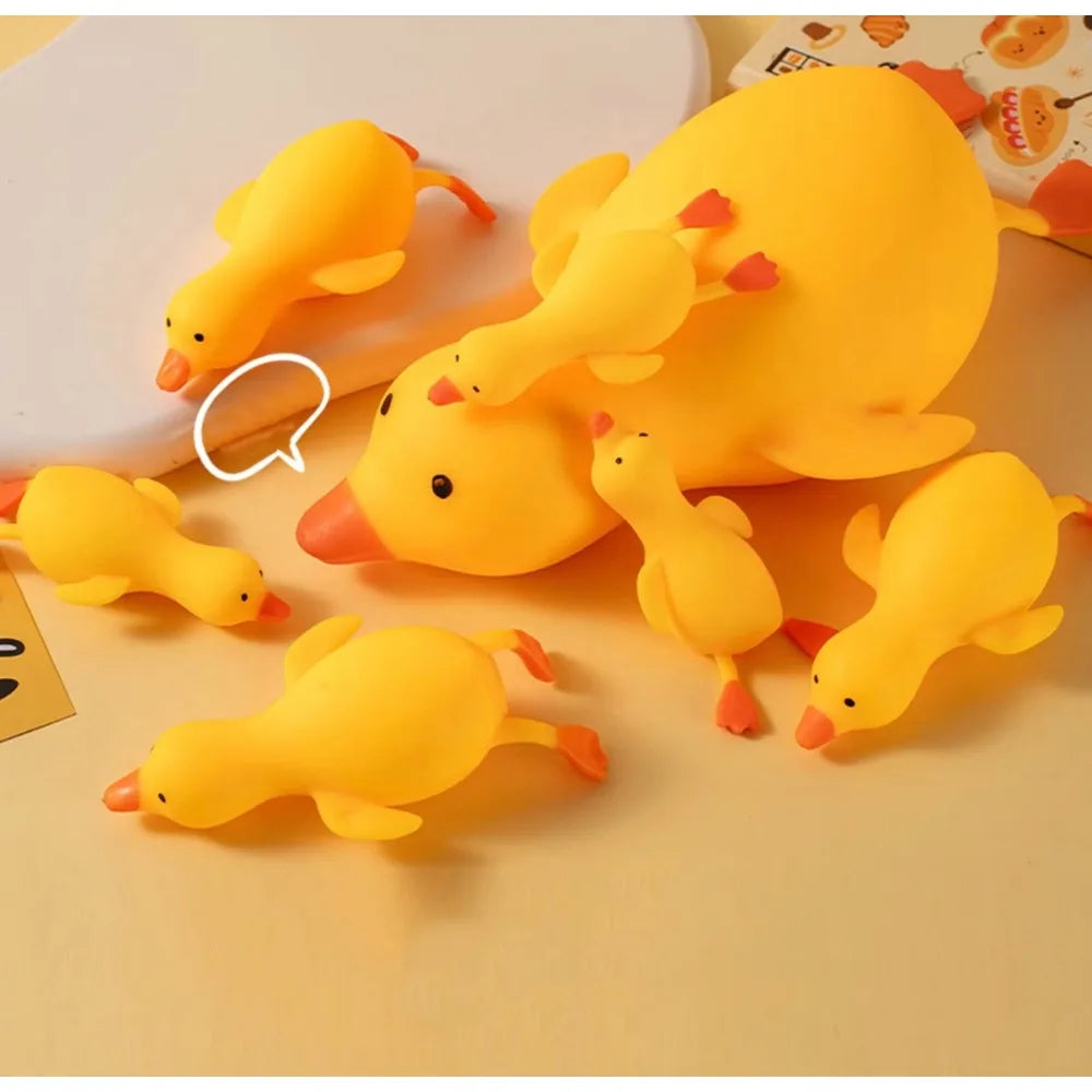 Cute Soft Duck Goose Squishy Toy Stretchable Squeeze Stress Relief Decompression Fidget Toy for Kids Adults Best Friend Gift