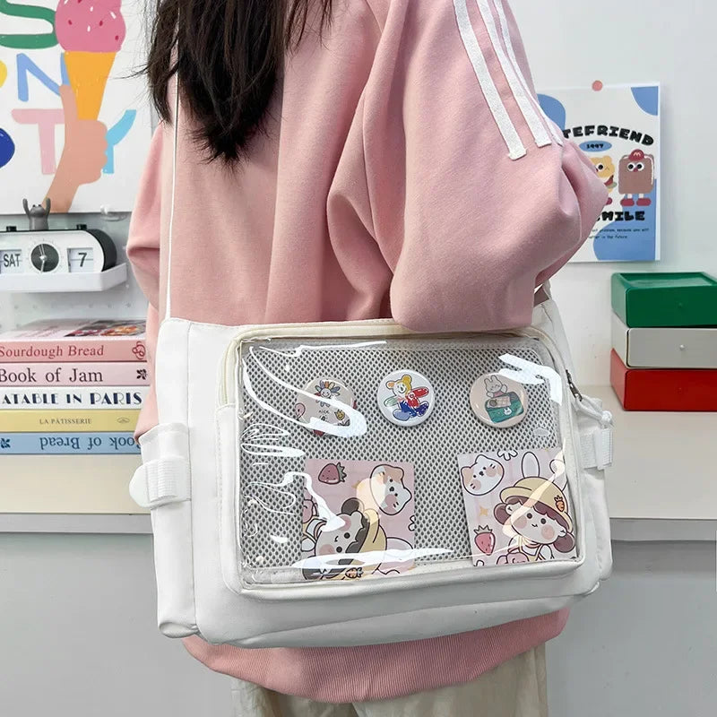 College Style Crossbody Bag with Large Capacity for Class Book Carrying Mailman Bag for Girls Casual Shoulder Crossbody Bag