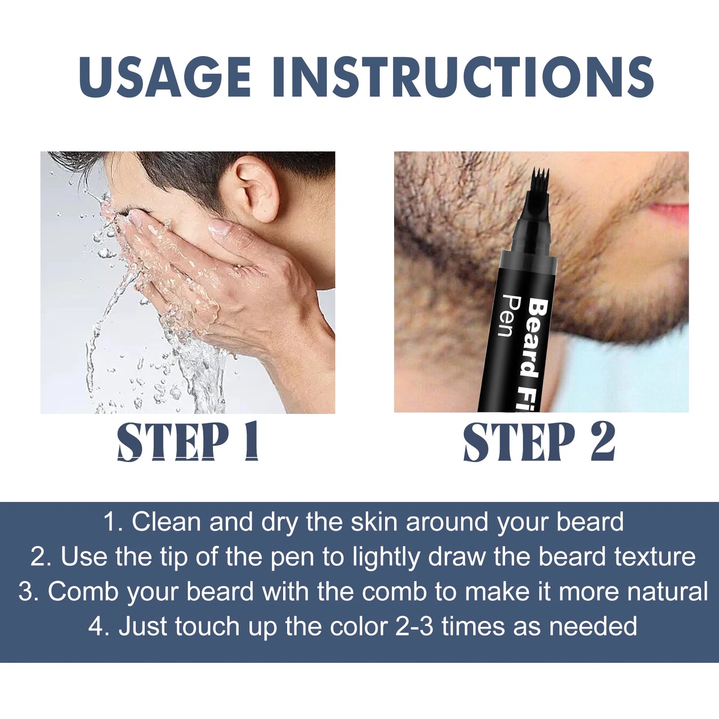 Beard Pen Filler Penci With Brush Kit Waterproof Long Lasting Repair Moustache Coloring Shaping Tools Hair Eyebrow Pencil