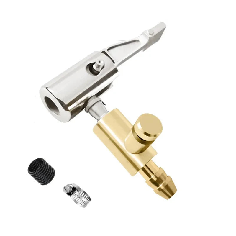 HOMEFISH American Thread Brass Air Pump Adapter, Quick Clip Air Chuck with Pressure Release for Tire Inflation