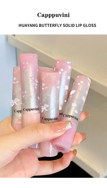 Flowery dish language lip gloss mirror lip glaze beep lip water light lasting makeup not easy to dip cup makeup
