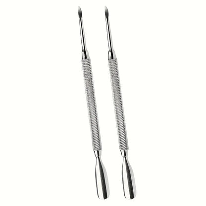 1/2/4pcs Stainless Steel Cuticle Pusher,Sharp Edge Spoon Shaped Dual Ended Cuticle Pusher Remover Cleaner,Manicure Pedicure Tool