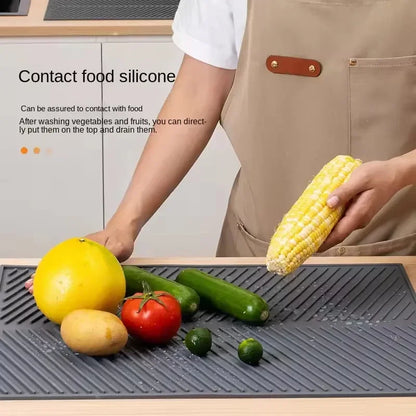 1PC Silicone Kitchen Drain Mat - Non-Slip Drying Pad for Pots, Dishes & Utensils, Heat-Resistant Tableware Coaster,
