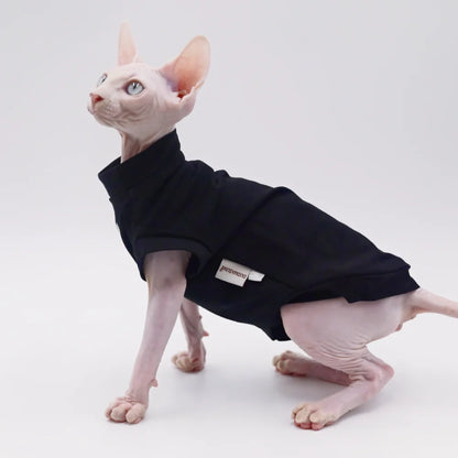 DUOMASUMI Summer Cat Vest for Hairless Breeds - Stretch Cotton & Ultra-Soft Cooling Top for Sphynx, Devon Rex& Abyssinian Cats
