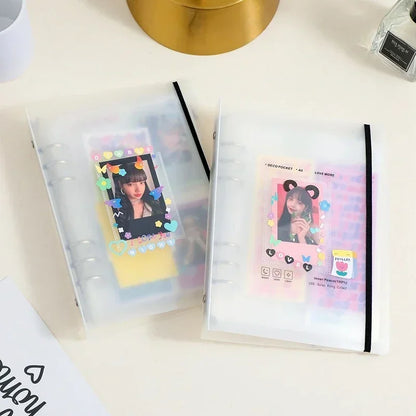 A5 Kpop Photocard Holder Binding Photo Cards Holder in Polaroid Album Book 3 Inches Heart Photo Card School Stationery Binder