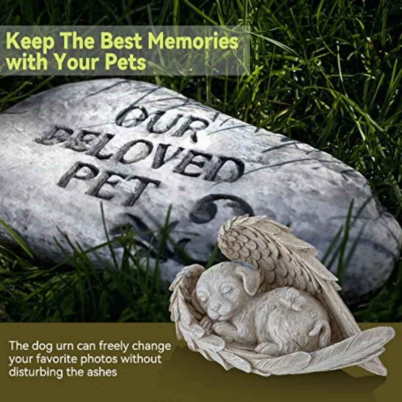 dog/Cat Angel Memorial Statue Commemorates Our Lost Fur Baby,Cat Figurines is Placed in The Outdoor Garden or Tombstone, Resin