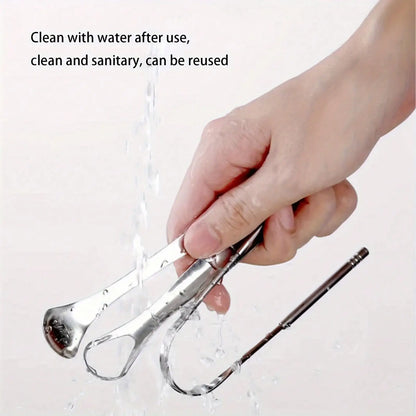 1/2/3/4pc Tongue scraper iron box set,U-Shaped Stainless Steel Tongue Scraper,reduces bad breath, stainless steel tongue cleaner
