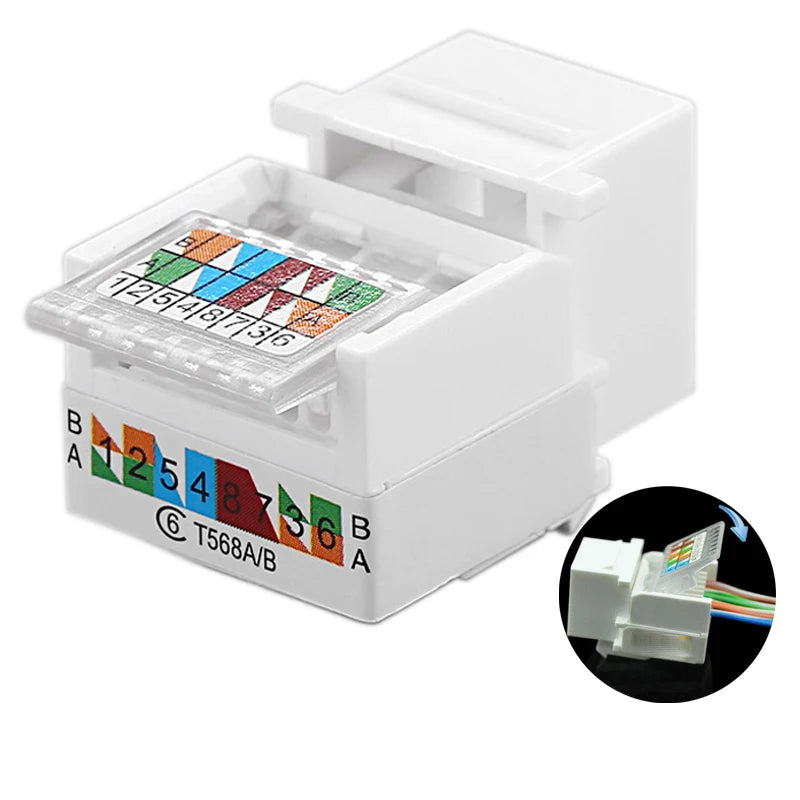 CAT6 RJ45 Insert Keystone Gigabit LAN Coupler Plug Standard T568A/B Network Module Slot For Internet Jack Ethernet Connector