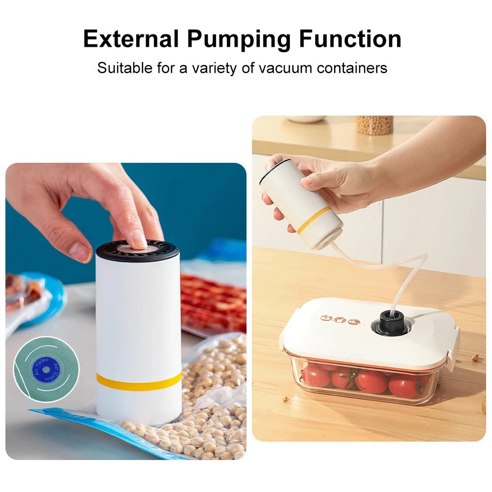 Vacuum Sealer Pump Electric Air Pump Rechargeable Automatic Sealing Machine with Reusable Vacuum Sealer Bags Food Packaging Bag