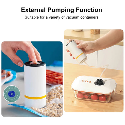 Vacuum Sealer Pump Electric Air Pump Rechargeable Automatic Sealing Machine with Reusable Vacuum Sealer Bags Food Packaging Bag