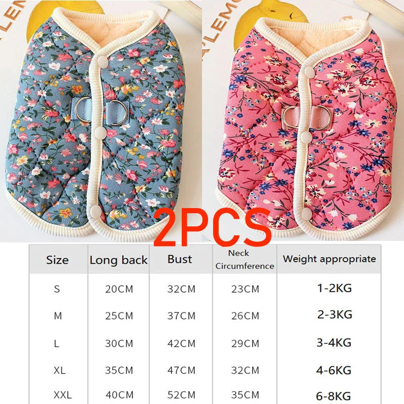 Puppy Floral Vest Pet Clothing Dog Fleece Coat for Dogs Jackets for Small Dogs Winter Jacket for Pet Luxury Clothes XGMY05