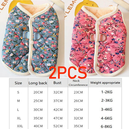 Puppy Floral Vest Pet Clothing Dog Fleece Coat for Dogs Jackets for Small Dogs Winter Jacket for Pet Luxury Clothes XGMY05