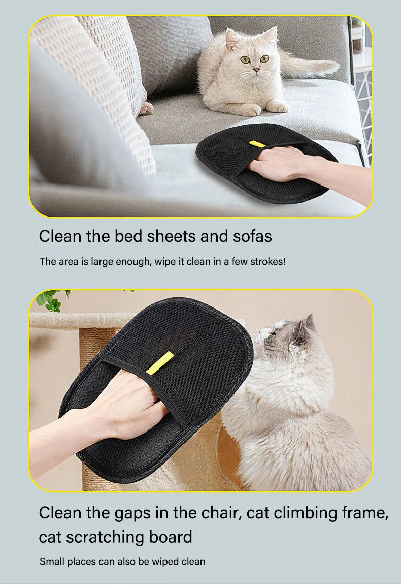 Pet Hair Removal Tool Reusable Static Removal Gloves, Double-Sided Grooming Gloves for Pets, Removes Pet Fur Hair for Carpets