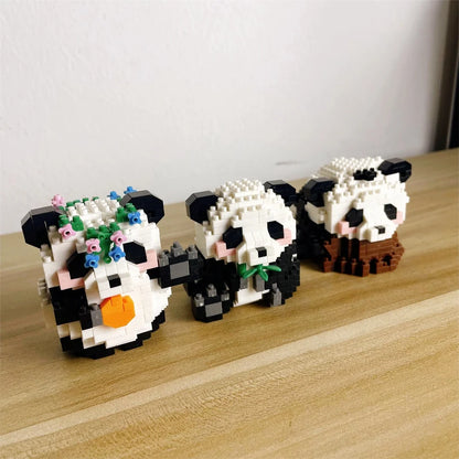 Knew Built Adorable Panda Micro Mini Building Blocks: Five Lovable Shapes, with Charming Apple and Bamboo Perfect Playmate Toys