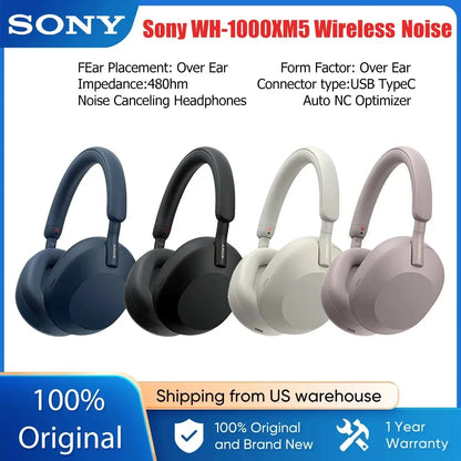 Sony WH-1000XM5 Wireless Noise Canceling Headphones Integrated Processor V1 Soft Fit Leather 30 Hour Battery Life 4 Microphones