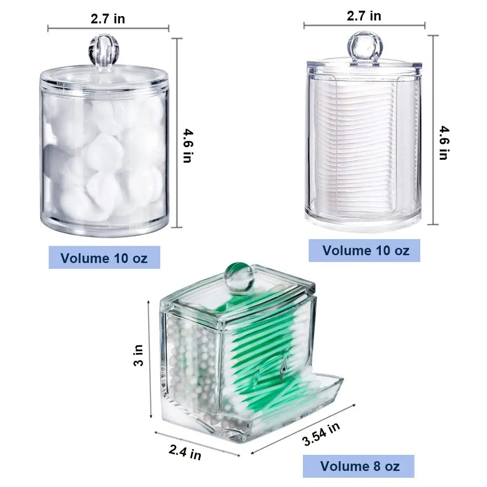 Qtip Holder Dispenser  Clear Bathroom Organizer Jar  Swab/Pad/Ball Holder Container Cosmetics Storage Boxes for Vanity