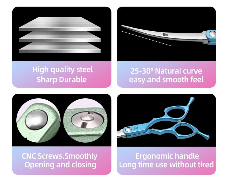 Fenice 6.5 Inch Professional Dog Grooming Scissors Set Kits Straight&Thinner&Curved Grooming Shears Tool Set tesoura wmark