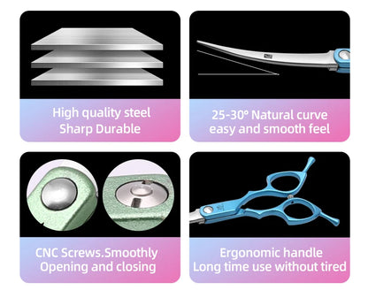 Fenice 6.5 Inch Professional Dog Grooming Scissors Set Kits Straight&Thinner&Curved Grooming Shears Tool Set tesoura wmark