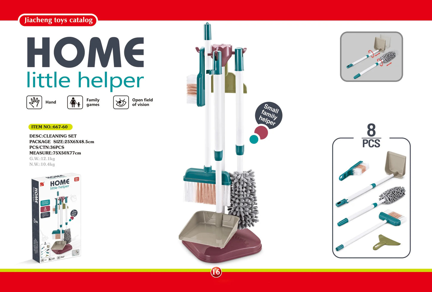 Pretend Play Cleaning Set and Sanitation Simulation Broom Vacuum Cleaner Tool Toy for Boys Girls Children's Cleaning Tool Toys