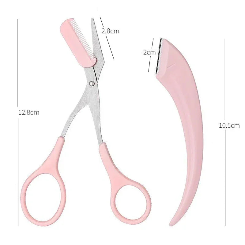 1/2/3Pcs Eyebrow Trimming Knife Eyebrow Face Razor For Women Eyebrow Scissors With Comb Brow Trimmer Scraper easy to use