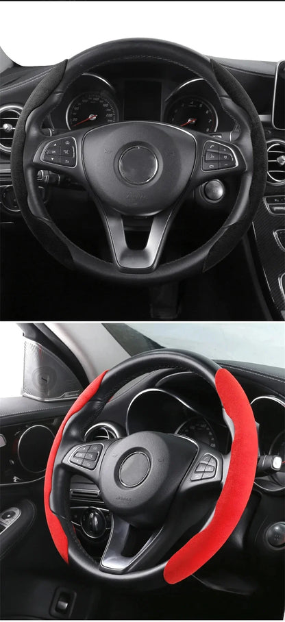 Suede Universal 38CM Car Steering Wheel Booster Cover Non-Slip Auto Interior Steer Protector Decoration Accessories