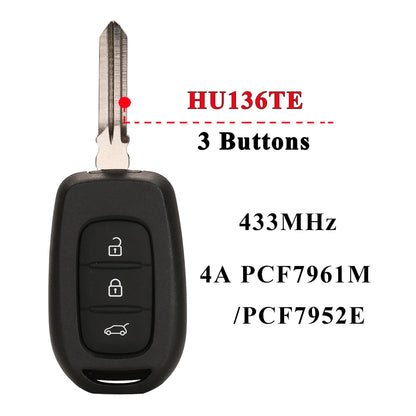 Remote Car Key 433mhz PCF7961M 4A for Renault Sandero Dacia Logan Lodgy Dokker Duster Trafic Clio4 Master3 VAUXHALL VIVARO