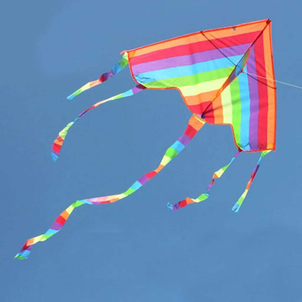 Rainbow Kite for Kids, Easy Fly Long Tail Kite with String, Outdoor Flying Toys for Children, Beach Park Sport Games