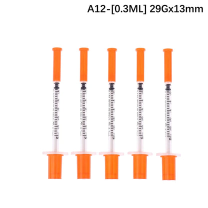 5Pcs 0.3/0.5/1ML Disposable Plastic Veterinary Syringe Orange Cap Sterile Insulin Syringe With Needles For Pet Farm Animal