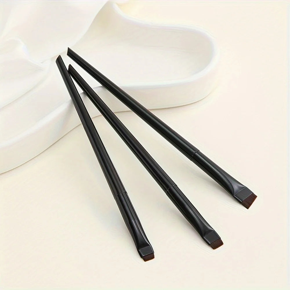 Ultra-Thin Eyebrow Brush Set -3Pcs Angled Precision Eyeliner MakeupBrushes, Synthetic Bristles Slanted Eyeshadow Eye Brow Tintin
