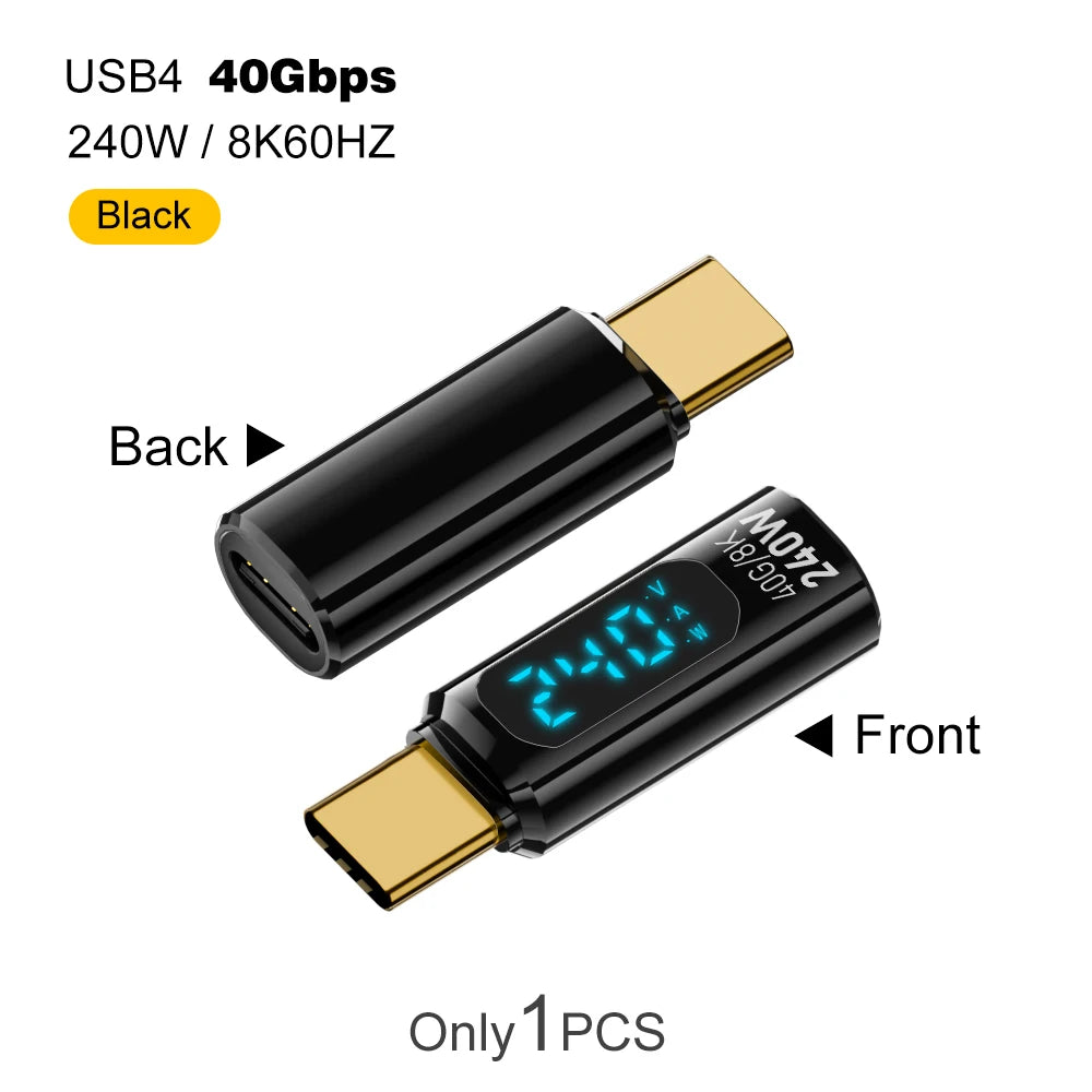 40Gbps USB4 Type C Adapter Digital Display USB 4 80Gbps Thunderbolt 4/5/3 Cable Connector USB-C to USB-C OTG 240W 8K for Laptop