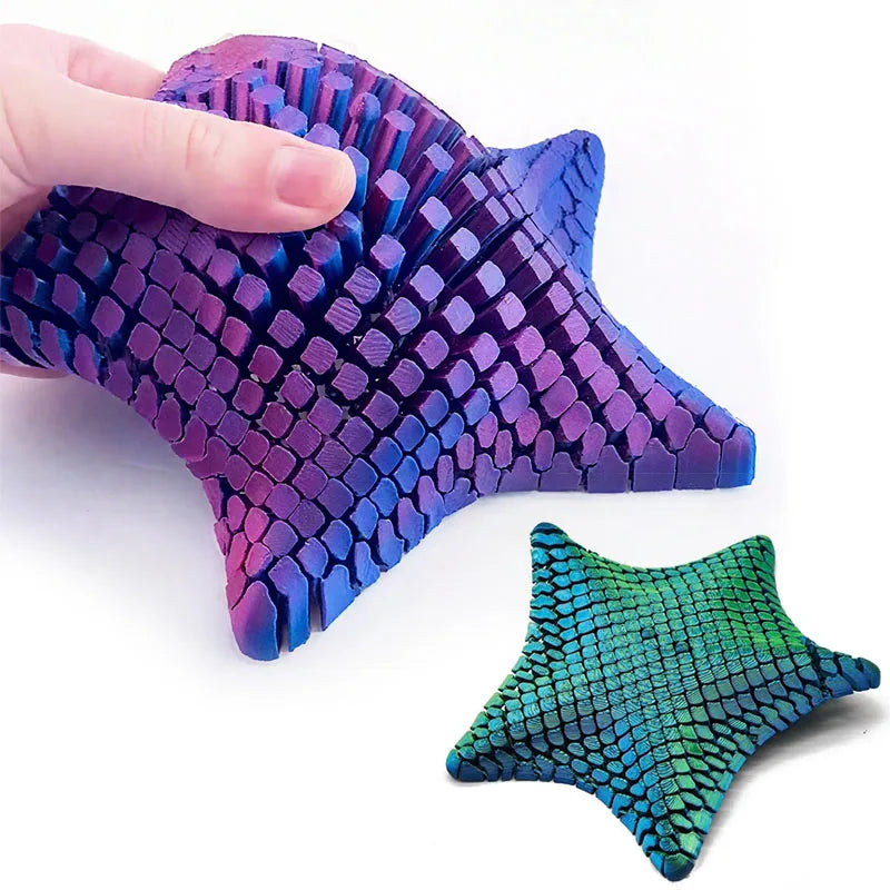 3D Printed Articulated Starfish Stress Relief Toy Flexible Fidget Toy Movable Joints Decompression Toy Marine Animal Desk Decor