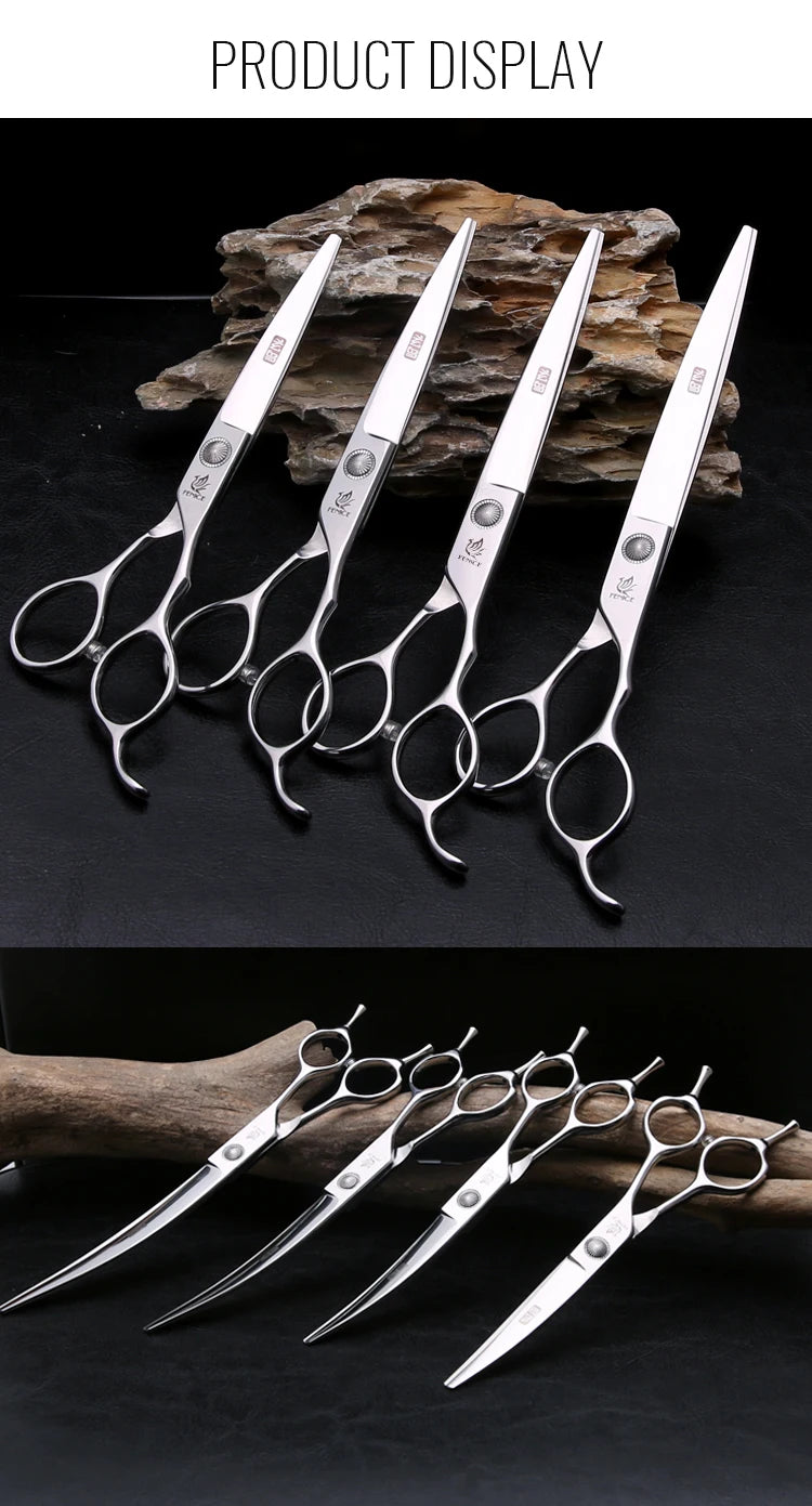 Fenice 6//6.5/7/7.5 Inch Professional Pet Dogs Grooming Scissors Set Straight&Curved &Thinner&Chunker Shear Scissors