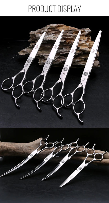 Fenice 6//6.5/7/7.5 Inch Professional Pet Dogs Grooming Scissors Set Straight&Curved &Thinner&Chunker Shear Scissors