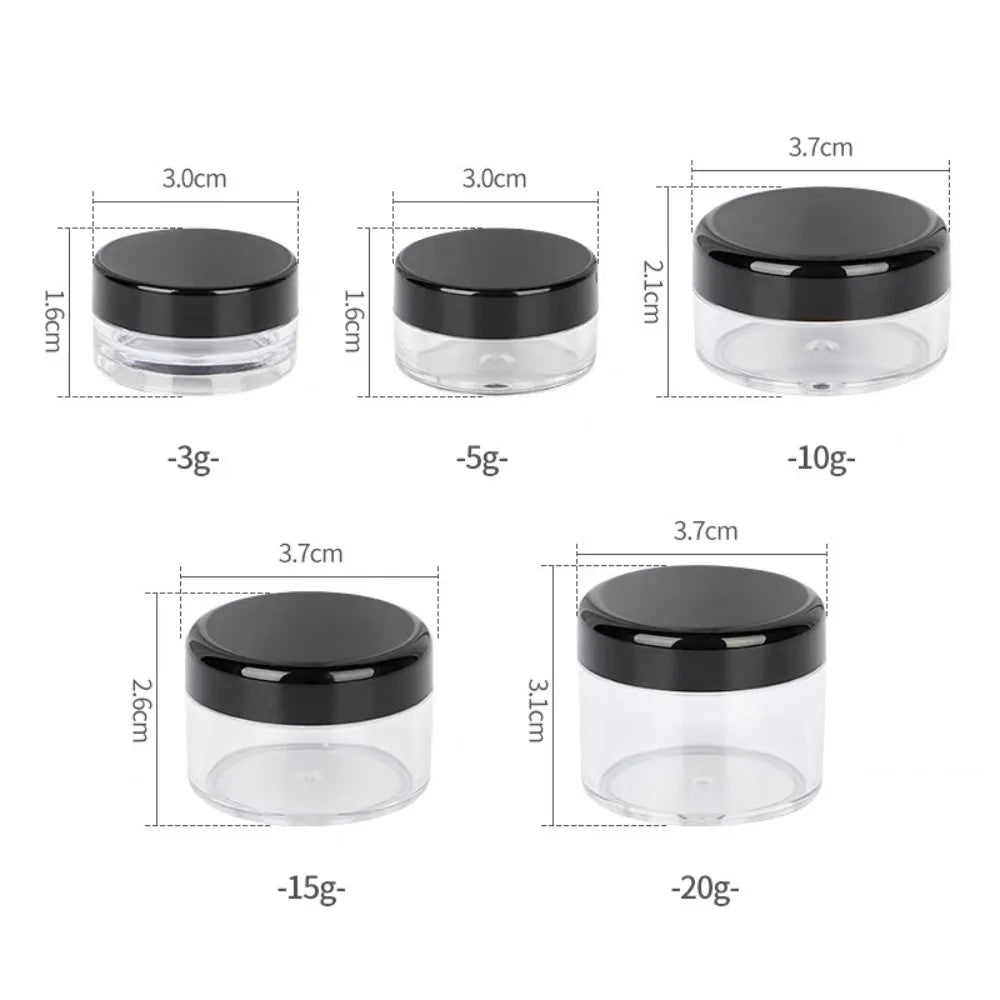 12PCS Plastic Cream Jars Sample Beauty Containers with Leak Proof Wide Mouth Travel bottle for Toiletries Cream 2/3/5/10/15/20ml