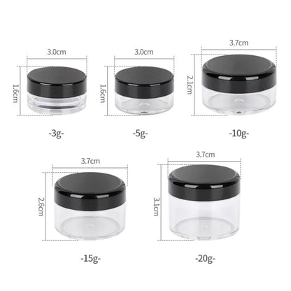 12PCS Plastic Cream Jars Sample Beauty Containers with Leak Proof Wide Mouth Travel bottle for Toiletries Cream 2/3/5/10/15/20ml