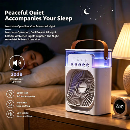 Lenovo 5 Holes Air Conditioner Fan USB Air Cooler Humidifier Water Portable Mist Spray LED Night Light Desktop Cooling Fan 2026