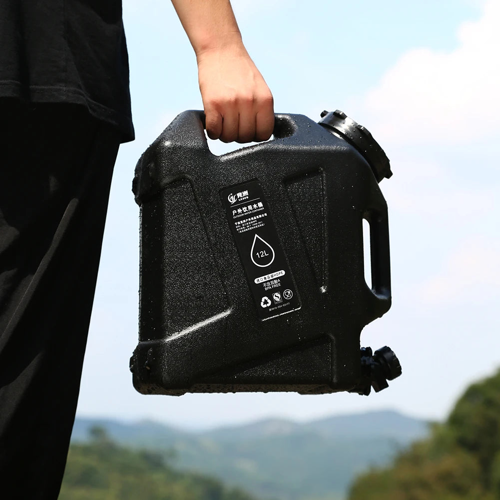 10/12L Outdoor Water Bucket Large-Capacity Portable Camping Water Bag Container with Faucet Driving Water Tank for Picnic Hiking