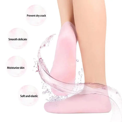 2 Pack Moisturizing Silicone Gel Socks for Dry Cracked Feet Nourishing Skin Lubricating Foot Care Massage Socks