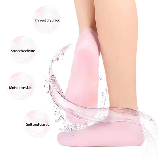 2 Pack Moisturizing Silicone Gel Socks for Dry Cracked Feet Nourishing Skin Lubricating Foot Care Massage Socks