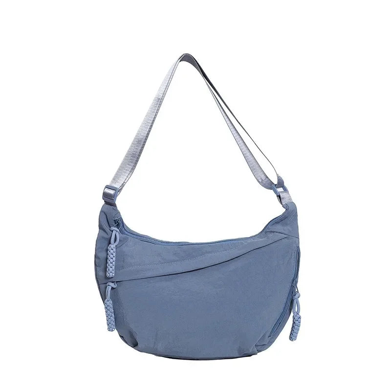 Solid color trendy shoulder bag, personalized multifunctional canvas bag, daily minimalist dumpling bag