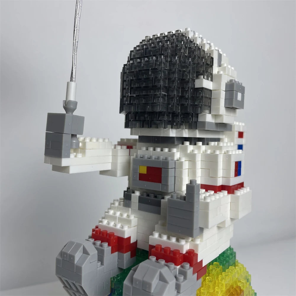 Astronaut Series Micro Mini Building Blocks with LED Lights, Enhances Desk Aesthetics, Pen Holder Assemble Brilliance the Cosmos