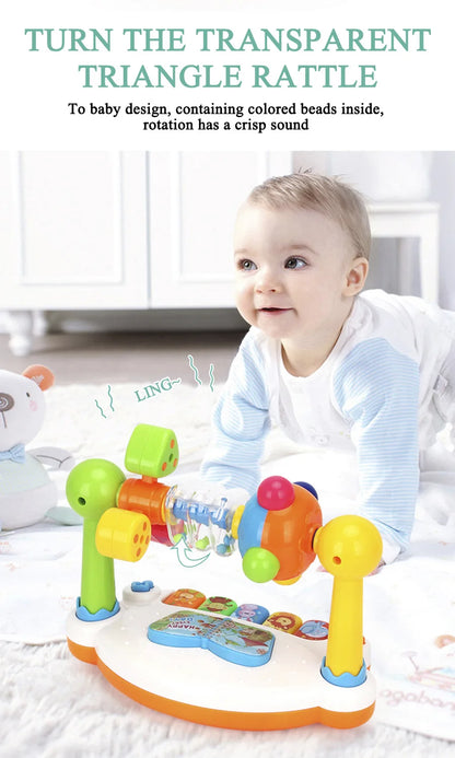 Baby Toys Drum Piano Keys Musical Instrument Kids Toys Rotating Keyboard With Lights Sound Toddlers Educational Christmas Gifts