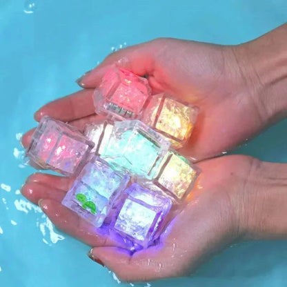 6/12PCS Baby Bath Bathtub LED Light Up Toys Colorful Waterproof Glowing Ice Cube for Bathtub Swimming Pool Birthday Xmas Gift