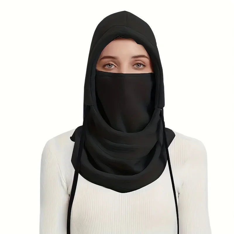 Unisex Winter Balaclava Hat - Windproof Mask with Drawstring, Motorcycle Riding Headwear Warm Winter Hat for Cold Weather
