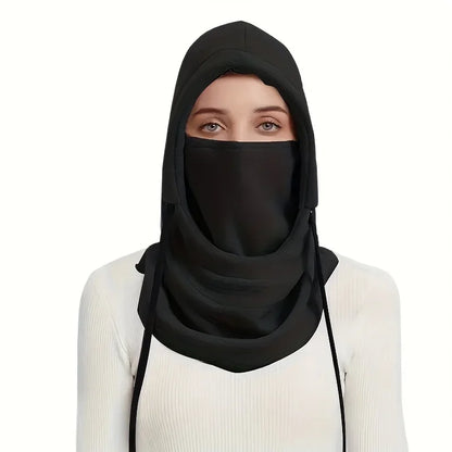 Unisex Winter Balaclava Hat - Windproof Mask with Drawstring, Motorcycle Riding Headwear Warm Winter Hat for Cold Weather
