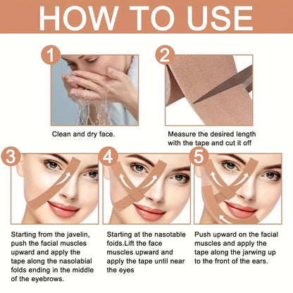 Face and Neck Wrinkle Removal Tape - Smooth Multipurpose High Elasticity Face Sticker for Forehead, Neck, Lips, Chin Care Tool