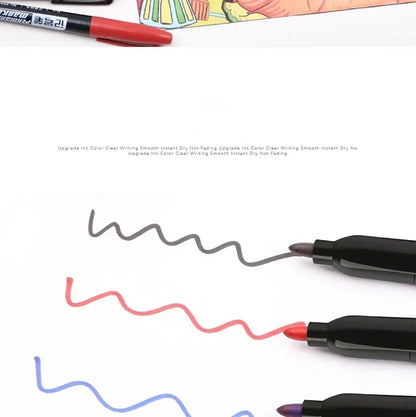 6-20PCs/Set PermanentMarker Pen Fine Point Waterproof Markers Thin Nib Crude Nib Black Blue Red Ink 1.5mm Fine Color Marker Pens